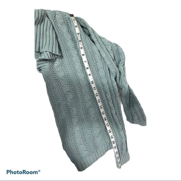 Charter Club sea foam green cable knit sweater 1980s 80s style medium - Picture 9 of 12